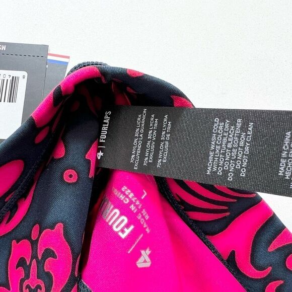 FourLaps Infinity Sports Bra Womens Large Black Red Workout Velvet Wallpaper NEW - Picture 4 of 8